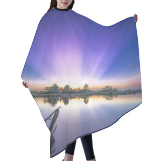 Personality  Rays Of Sunset Along River When The Sun Goes Down To The Horizon Hair Cutting Cape