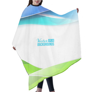 Personality  Green Triangles And Waves On White Background Hair Cutting Cape
