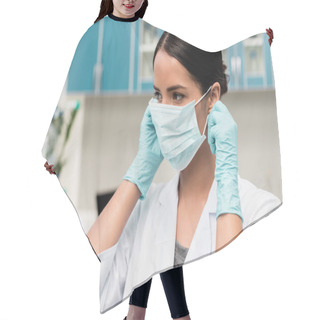 Personality  Scientist In Protective Workwear Hair Cutting Cape