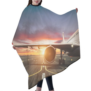 Personality  Detail Of Commercial Airplane At The Runway Hair Cutting Cape