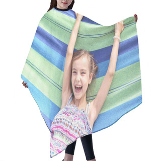 Personality  Happy Young Girl On The Hammock Hair Cutting Cape