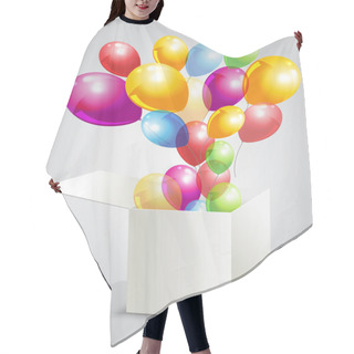 Personality  Illustration For Happy Birthday With Balloons From Box Hair Cutting Cape