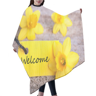 Personality  Yellow Label With Welcome Hair Cutting Cape