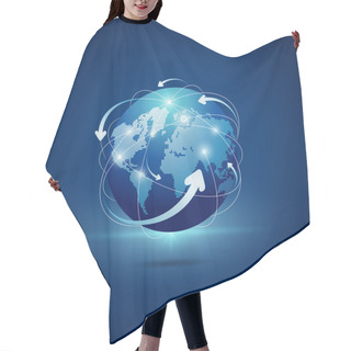 Personality  Modern Globe Connections Network Background Hair Cutting Cape