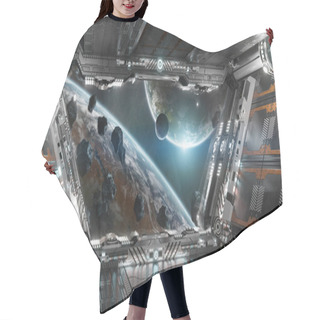Personality  White And Silver Futuristic Spaceship Interior With Window View On Distant Planets System 3d Rendering Elements Of This Image Furnished By NASA Hair Cutting Cape