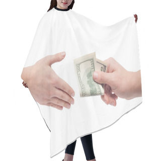 Personality  The Man Takes A Bribe Isolated On White Background Hair Cutting Cape