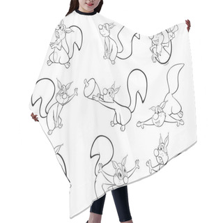 Personality  Set Of Cute Squirrels Cartoon Characters On White Background Hair Cutting Cape