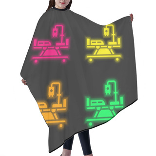 Personality  Bed Four Color Glowing Neon Vector Icon Hair Cutting Cape