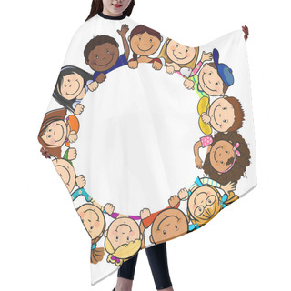 Personality  Children In Circle White Background Hair Cutting Cape