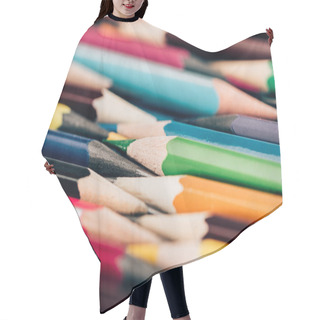 Personality  Close-up View Of Colorful Pencils In Mess As Educational Background Hair Cutting Cape