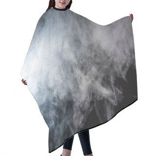 Personality  Creative Background With White Smoky Swirl On Black Hair Cutting Cape