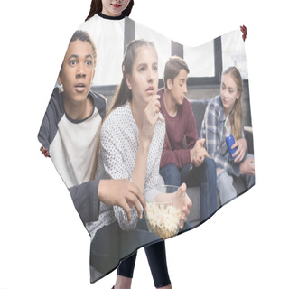 Personality  Teenagers Eating Popcorn  Hair Cutting Cape