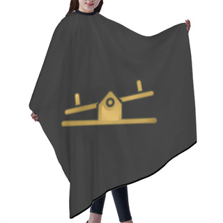 Personality  Balancer Gold Plated Metalic Icon Or Logo Vector Hair Cutting Cape