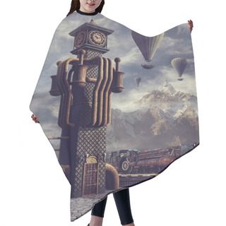 Personality  Clock Tower And Balloons Hair Cutting Cape
