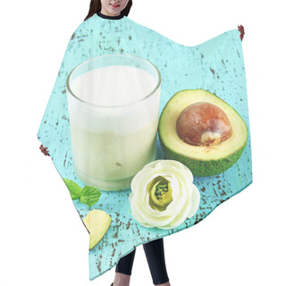 Personality  Fresh Avocado Smoothie On Wooden Background Hair Cutting Cape