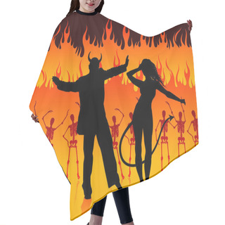 Personality  Devils Dancing In Hell Background With Skeletons And Fire Hair Cutting Cape