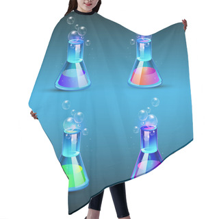 Personality  Set Of Glass Flasks With Liquid Hair Cutting Cape