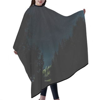 Personality  Blue Night Sky With Shining Stars Near Trees  Hair Cutting Cape