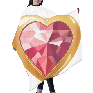 Personality  Ruby Gold Heart Isolated On White Background Hair Cutting Cape