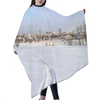 Personality  Winter Country Landscape With Snow Over Lake Hair Cutting Cape