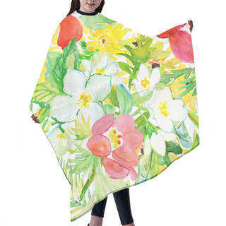 Personality  Seamless Pattern With Original Flowers Hair Cutting Cape