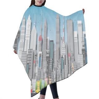 Personality  Big City With Skyscrapers And Small Houses Hair Cutting Cape