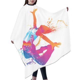 Personality  The Dancing Girl With Colorful Spots And Splashes On White Backg Hair Cutting Cape