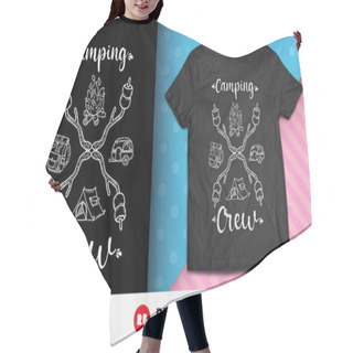 Personality  Camping Crew Shirt Design Hair Cutting Cape
