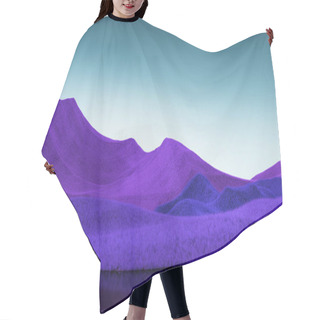 Personality  Surreal Mountains Landscape With Bright Purple Peaks And Dark Teal Sky. Minimal Abstract Background. Shaggy Surface With A Slight Noise. 3d Rendering Hair Cutting Cape
