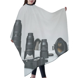 Personality  Lenses And Light Meter  Hair Cutting Cape
