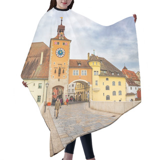 Personality  REGENSBURG, BAVARIA, GERMANY - CIRCA DECEMBER, 2018: The Cityscape Of Regensburg Town, Germany. Hair Cutting Cape