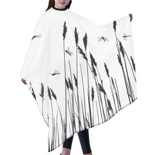 Personality  Real Grass Silhouette And Few Dragonflies - Vector Hair Cutting Cape