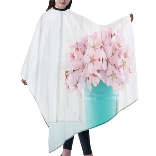 Personality  Cherry Blossom Flower Bouquet On Wooden Background Hair Cutting Cape
