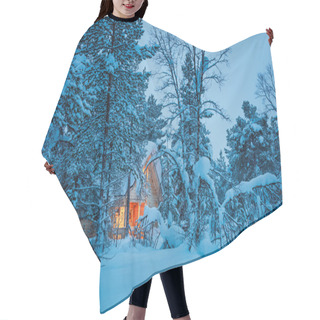 Personality  Winter Fairy Night - Wooden House In Blue Snowy Forest Hair Cutting Cape