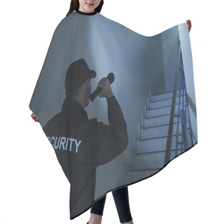 Personality  Searching On Stairway With Flashlight Hair Cutting Cape