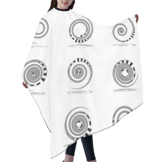 Personality  Spiral Movement. Design Elements Set. Hair Cutting Cape