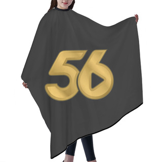 Personality  56 Social Logo Gold Plated Metalic Icon Or Logo Vector Hair Cutting Cape