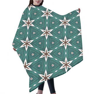 Personality  Abstract Green Texture Or Background With Red Stars With Christmas Look Made Seamless Hair Cutting Cape