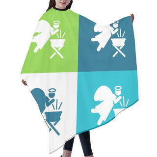 Personality  Angel Flat Four Color Minimal Icon Set Hair Cutting Cape