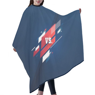 Personality  Horizontal Versus Screen, Logo Vs Letters For Sports And Fight Competition. MMA, UFS, Battle, Vs Match, Game Concept Competitive Vs. With Simple Graphic Elements. Line And Dots Elements. Blue. Dark Hair Cutting Cape