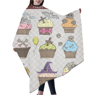 Personality  Cute Halloween Muffins Set. Vector Illustration Hair Cutting Cape