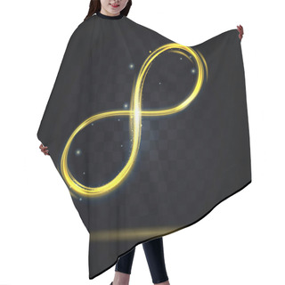 Personality  Shiny Golden Infinity Symbol On A Dark Background. Vector Hair Cutting Cape