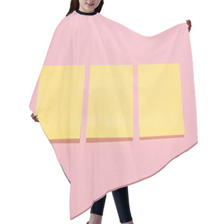 Personality  Top View Of Blank Yellow Stick It Notes Placed In Row On Pink  Hair Cutting Cape