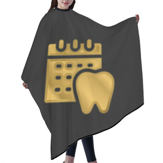 Personality  Appointment Gold Plated Metalic Icon Or Logo Vector Hair Cutting Cape