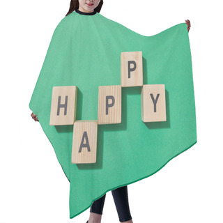 Personality  Top View Of Wooden Blocks With Letters On Green Surface Hair Cutting Cape