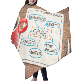 Personality  Setting SMART Goals Concept On Napkin Hair Cutting Cape