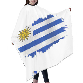 Personality  Painted Brushstroke Flag Of Uruguay With Waving Effect. Hair Cutting Cape