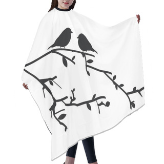 Personality  Vector Silhouette Birds On A Tree Branch Hair Cutting Cape