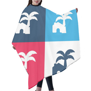 Personality  Beach House Blue And Red Four Color Minimal Icon Set Hair Cutting Cape