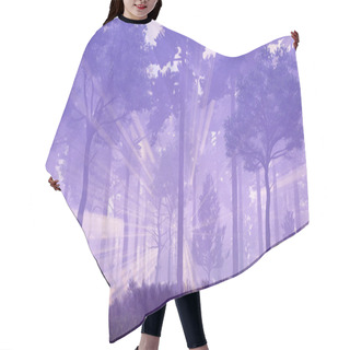 Personality  Sun Rays In Foggy Pine Forest Hair Cutting Cape